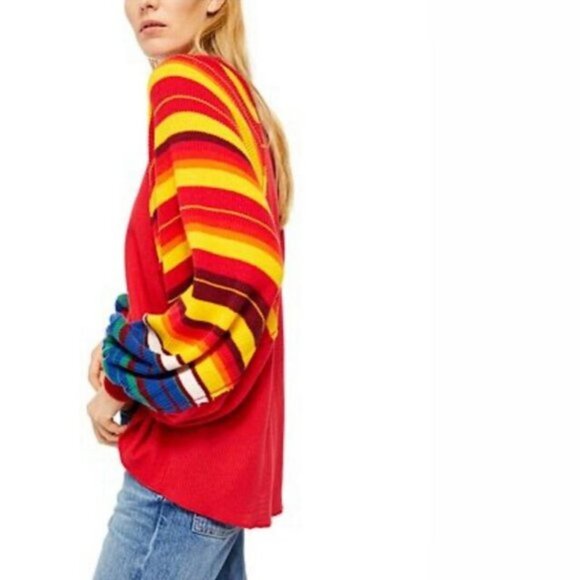 Free People Rainbow Dreams Batwing Sleeve Knit Sweater - Picture 2 of 8